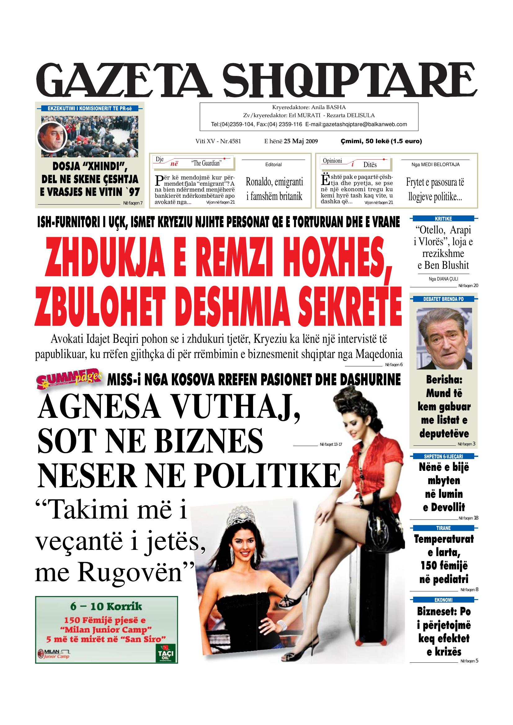 Gazeta Shqiptare 2009-05-25